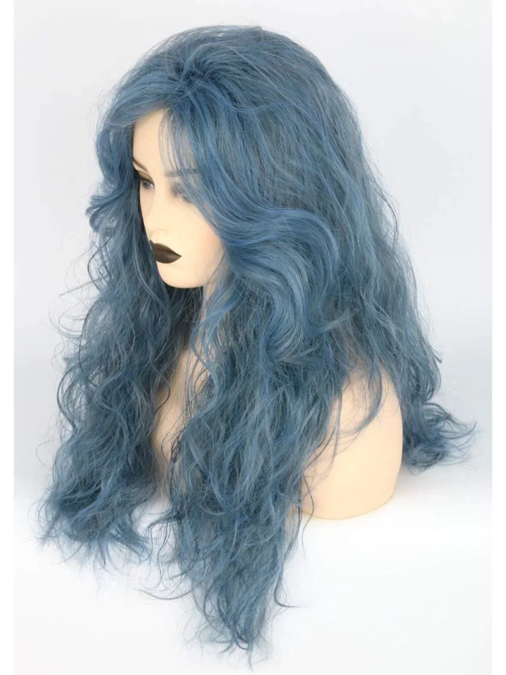Women's Blue Grey Short Cosplay Halloween Costume Wig With Necklace Earrings